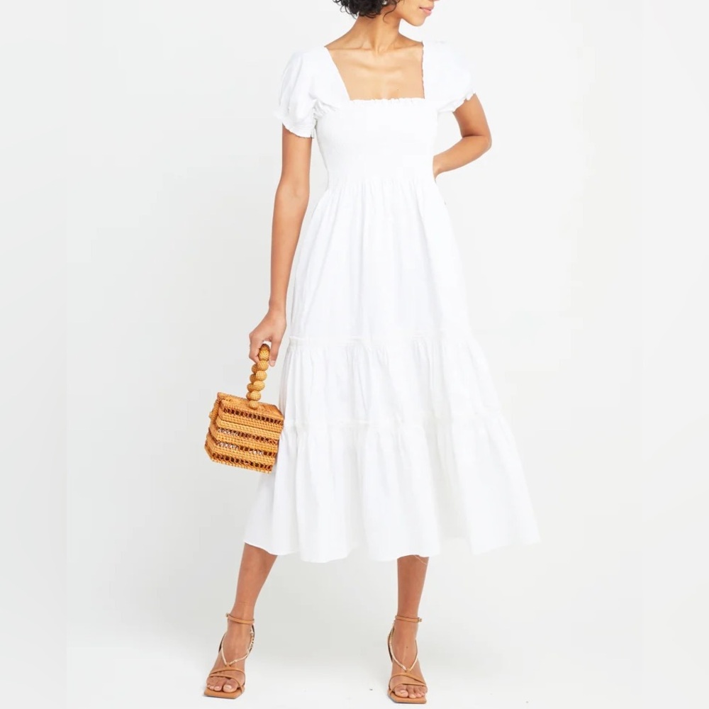 o.p.t Square Neck Smocked Maxi Dress